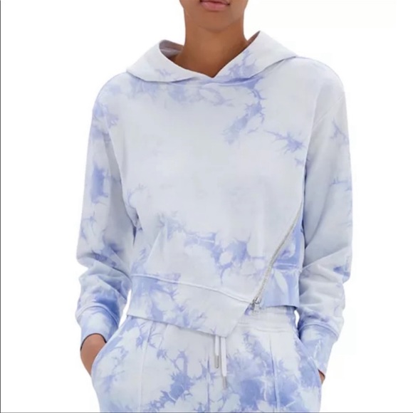 Jonathan Simkhai Tops - Jonathan Simkhai Tie Dye Crop Zipper Hoodie Sweatshirt Purple White Extra Small